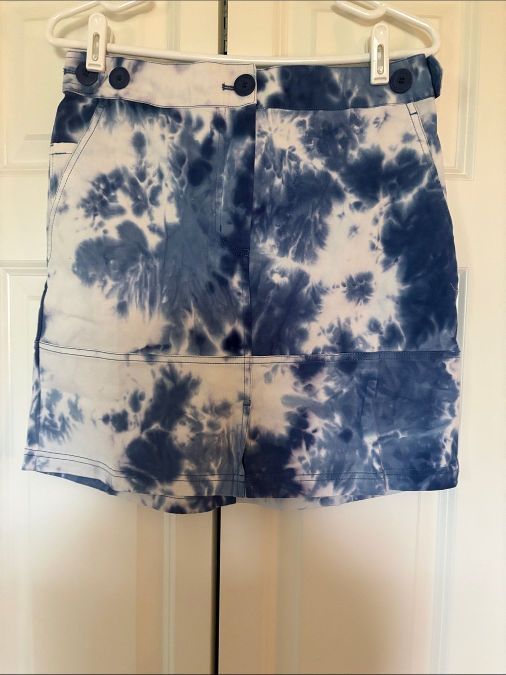 Wildfang Navy and White Tie-Dye Mini Skirt